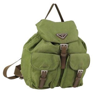PRADA Backpack Nylon Green Silver Auth BA5271